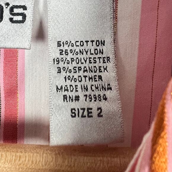 Chico's Women's L Coastal Grandma Academia Metallic Striped Button-Up Blouse - Picture 6 of 10